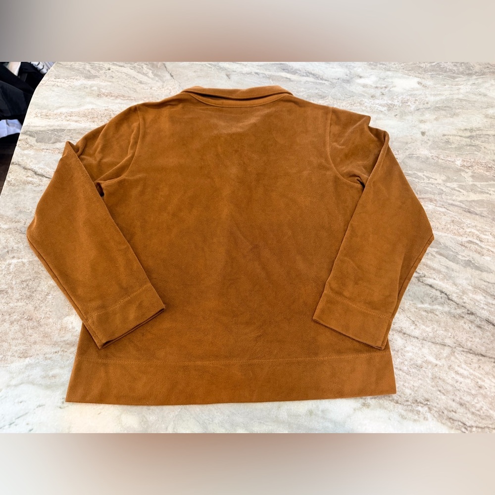 Liz Claiborne Petite Camel Faux Suede Lace Up Top Western Boho Size P - Picture 8 of 9